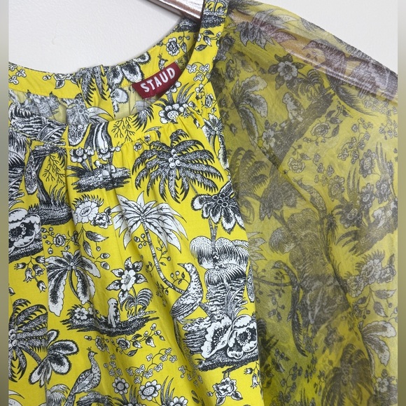 STAUD - Butter Yellow Garden Toile Puff Sleeve Mini Dress - Medium - Gorgeous - Picture 6 of 16